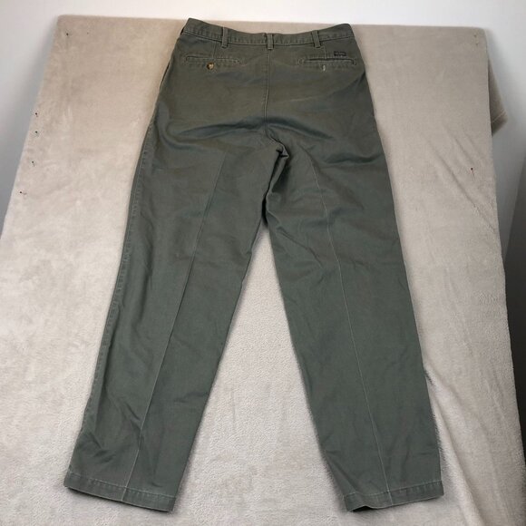 Geoffrey Beene Mens Pants Size 34x32 Pleated Khaki Chino Casual Straight Green - Picture 12 of 12